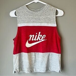 NWT Women’s Nike Gray & Red Retro Logo Sleeveless Crop Tank